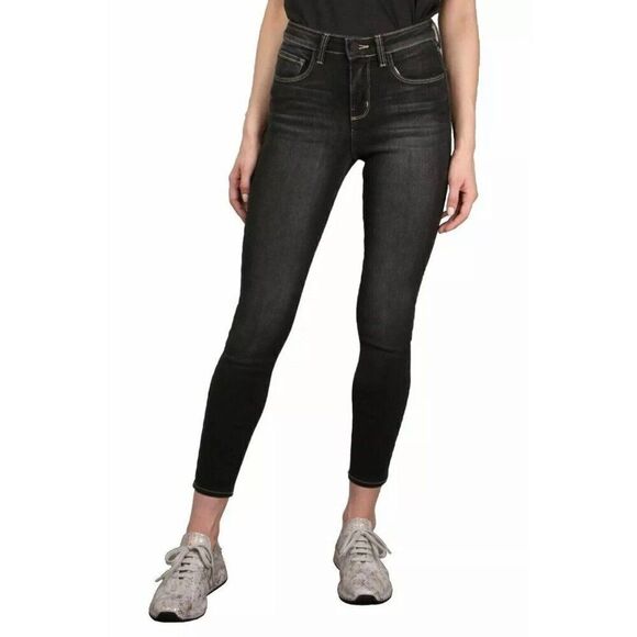 L’Agence Skinny Jeans Womens 24 Black Margot Denim Faded High Rise NEW - Picture 1 of 4